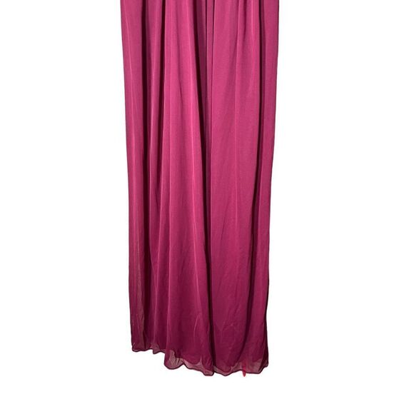 Dessy Girl Chiffon Knit Halter Full Length Burgundy Dress Junior Size 6 - Picture 3 of 9
